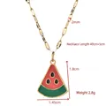 Minimalist gold watermelon slice pendant necklace with red enamel and green rind detail - Watermelon Style (BXGXL369)