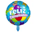 Μπλε μπαλόνι αλουμινίου 18 ιντσών Feliz Cumpleaños με πολύχρωμα σχέδια - Μπαλόνια Κορδέλα (XTS-287)