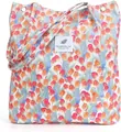 Corduroy tote bag in cream white with vintage tulip floral print and square label - Tulip