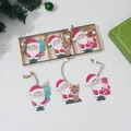 Festive set of painted wooden Christmas ornaments featuring Santa Claus and reindeer - 9PCS Santa Claus Set