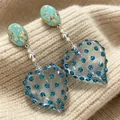 2605196a Blue Heart-shaped Diamond Earrings