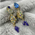 2605189b Blue Coral Conch Earrings