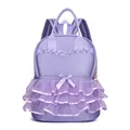 Cute purple nylon backpack for girls with layered tutu mesh skirt and bow detail - Purple