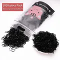 1000 pieces of large black disposable elastic hair bands for children's hairstyling - Pure Black Large Standard High Capacity Bagged