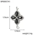 Elegant black zircon four-leaf clover stainless steel DIY jewelry pendant connector - Stainless Steel Clover Connector with Black Stones (BP00057A1)
