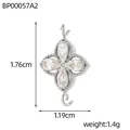 Silver stainless steel clover pendant with white zircons and clear dimensions - Stainless Steel Clover Connector with White Stones (BP00057A2)