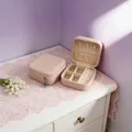 Portable pink travel jewelry organizer box for earrings and rings - 10*10*5cm / Brushed Nude Pink