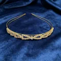 Elegant gold bridal headband featuring a sparkling rhinestone bow knot design for weddings. - Bow Geometric Rhinestone Style (C9421)