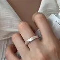 Minimalistischer S925 Sterlingsilber Ring, Vintage-Design, verstellbar, mattes Finish - Matt Gebürsteter Minimalistischer Offener Stil (JZ0222)
