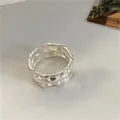 Vintage S925 sterling silver woven mesh open ring with adjustable design for women - Vintage Braided Interlaced Open Style (JZ0963)