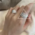 Minimalist retro S925 sterling silver multi-layer wire ring for women's index finger - Multi-layer Fine Winding Wide Open Style (JZ0478)