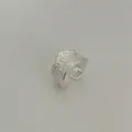 Adjustable S925 sterling silver ring with unique hammered vintage texture finish - Tin Foil Hammered Texture Open Style (JZ0077)