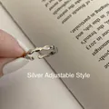 Elegant wavy S925 sterling silver open adjustable ring in a sleek silver finish - Wave Pattern Closed Size 7 (JZ1333)