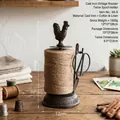 Rustic vintage cast iron rooster twine holder with scissors and cotton twine spool - Rooster Twine Holder XA-9