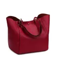 Elegant large capacity red pebbled leather tote bag for women fashionable commuting - Red