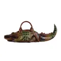 Unique green and brown 3D crocodile shaped handbag with adjustable shoulder strap - Green (Backpack Style)
