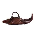 Unique creative 3D crocodile shaped handbag in brown textured faux leather for women - Brown (Backpack Style)