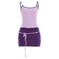 Elegantes zweiteiliges sexy lila Unterhemd und Bodycon-Minirock-Set für Frühlingsmode - XS / Lila