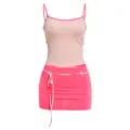 Ensemble deux pièces sexy pour femme avec caraco rose clair et mini-jupe rose vif - XS / Haut Et Bas / Rose Fluorescent