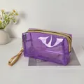 Stilvolle lila Glitzer PVC Kosmetiktasche mit goldenem Reißverschluss für die Reise - Lila