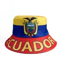 Ecuador flag bucket hat for soccer fans featuring national emblem and colors - Ecuador Yellow Blue Red Letter Style (ECUADOR)