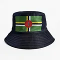 Black reversible bucket hat for fans featuring the national flag of Dominica design - Dominica Flag Black Style