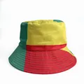 Reversible sun bucket hat with vibrant green yellow red color-block for World Cup fans - Benin Green Yellow Red Colorblock Style