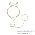 Detailansicht der vergoldeten Edelstahl-Lippenkette Handschmuck mit Maßangaben - Doppelschichtige Lippenketten-Stil (BR-2385G01)