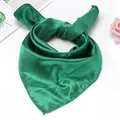 Elegant emerald green satin square scarf tied in a stylish necktie knot style - Green / 50*50