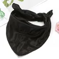 Solid black satin square neck scarf with premium glossy finish for professional uniform wear - Black / 50*50