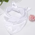 Elegant solid white satin silk scarf for women professionally folded for stylish accessory - White / 50*50