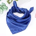 Elegant royal blue satin square neck scarf for women with a smooth silk-like glossy finish - Royal Blue / 50*50