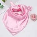 Pink satin square scarf with a smooth silky finish for professional uniform styling - Pink / 50*50