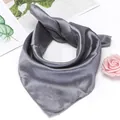 Elegant grey satin square scarf with a silky finish folded into a neat bow tie style - Dark Gray / 50*50