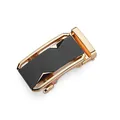 Detail of a 3.5cm automatic belt buckle with gold zinc alloy frame and black texture - Black Textured Style with Gold Frame (ZD6815 Gold Clasp Only, Without Chain)