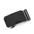 Men's automatic belt buckle in sleek black zinc alloy with matte and polished finish - Geometric Line Black Style (ZD6807单扣头)