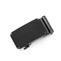 Detail view of a matte black zinc alloy automatic belt buckle with polished edges - Matte Black Business Style Clasp Only (Without Chain)