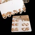 Set of assorted pearl and rhinestone stud earrings in moon, bow, and geometric shapes - Bow/Fishtail/Enamel (34# Silver Earring Post)