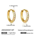 Detailed dimensions of 18k gold plated stainless steel waterproof huggie earrings - Micro-Inlaid Zirconia Small Hoop Earrings (JDE0204307-WT)