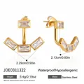 Orecchini a giacca in acciaio inossidabile dorato con cristalli e dettagli dimensioni - Orecchini Ear Jacket a Ventaglio con Quattro Pietre (JDE0311322)