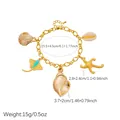 Dimensions and weight details for gold-plated ocean series stainless steel charm bracelet - B2165
