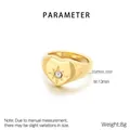 18K gold plated stainless steel heart ring with central star and crystal accent - Size 6 / Heart Star Inlaid Style (KR111014-K) / 13mm / Gold