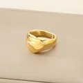 Elegant 18K gold plated stainless steel heart shaped ring in polished finish - Size 6 / 12mm Plain Heart (KR111429-GC) / Gold
