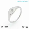 Silver octagram star signet ring in stainless steel with engraved sunburst design - Eight-Pointed Star No Stone Style (KR100777-KFC)