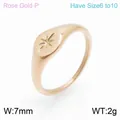 Rose gold plated stainless steel signet ring with engraved eight-pointed star design - Eight-Pointed Star No Stone Style (KR100775-KFC)