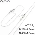 Adjustable stainless steel needle-style thin chain necklace and bracelet jewelry set - Soldered Link Chain / Bracelet / Steel