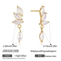 Detailed specification of 18k gold plated stainless steel earrings with marquise zircon. - Marquise Zirconia Leaf Pendant Stud Earrings (JDE0201308)