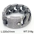 Pulsera pesada de acero inoxidable estilo punk retro con patrón de tridente tallado - 31mm Plata Antigua (KB179930-KJX)