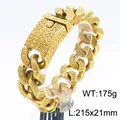 Pulsera de hombre en acero inoxidable dorado estilo punk con grabado de tridente vintage - 21mm Dorado (KB182892-KJX)
