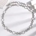 Elegant silver ethnic metal waist chain with textured ring links for dresses - Ring Hammered Splicing Ethnic Style (DZ-191) / Silver